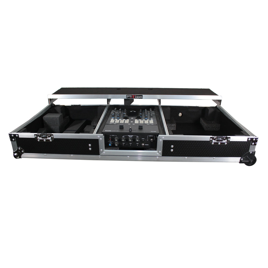 ProX XS-TMC1012WLTFBTL - Flight Coffin Case For Rane 72 Mixer and 2 Turntables in Battle Mode W-Laptop Shelf The DJ Hookup