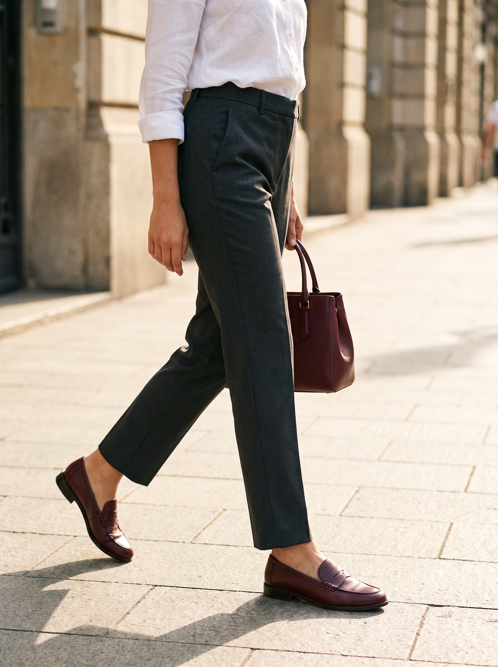 Linen Tailored Straight Cropped Pants LOGAN LINTICO