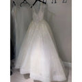 Pure White Sequined V-Neck Wedding Evening Dress