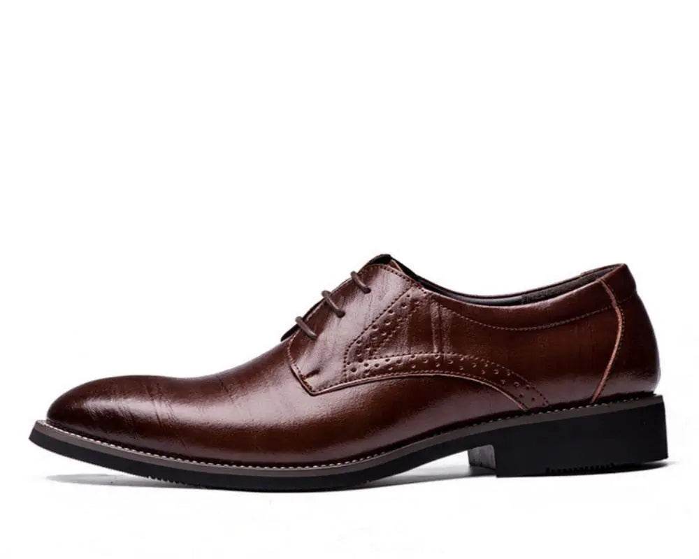 Men's Leather Shoes, Derby Shoes Business Casual Dress Shoes Lace-Up Pointed Toe Office Work Comfortable Wedding Shoes