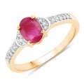 0.95 Carat Genuine Ruby and White Diamond 10K Yellow Gold Ring Bids.com