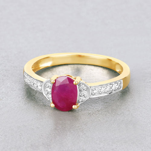 0.95 Carat Genuine Ruby and White Diamond 10K Yellow Gold Ring Bids.com
