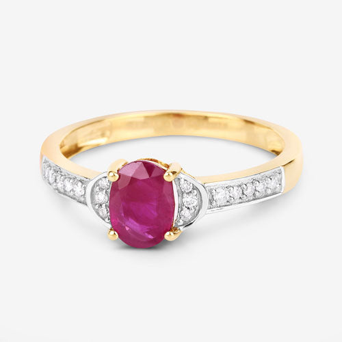 0.95 Carat Genuine Ruby and White Diamond 10K Yellow Gold Ring Bids.com