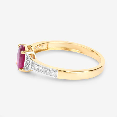 0.95 Carat Genuine Ruby and White Diamond 10K Yellow Gold Ring Bids.com