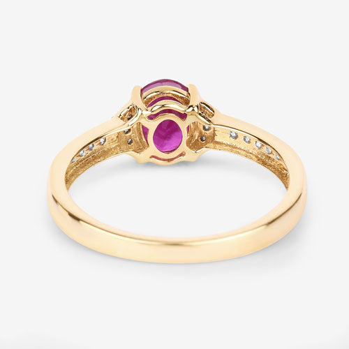 0.95 Carat Genuine Ruby and White Diamond 10K Yellow Gold Ring Bids.com