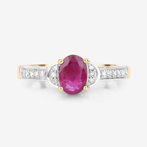 0.95 Carat Genuine Ruby and White Diamond 10K Yellow Gold Ring Bids.com
