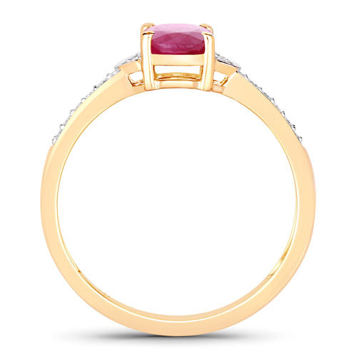 0.95 Carat Genuine Ruby and White Diamond 10K Yellow Gold Ring Bids.com