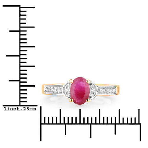 0.95 Carat Genuine Ruby and White Diamond 10K Yellow Gold Ring Bids.com