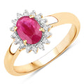 1.01 Carat Genuine Ruby and White Diamond 10K Yellow Gold Ring Bids.com