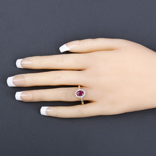 1.01 Carat Genuine Ruby and White Diamond 10K Yellow Gold Ring Bids.com