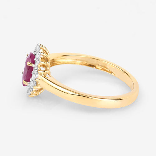 1.01 Carat Genuine Ruby and White Diamond 10K Yellow Gold Ring Bids.com