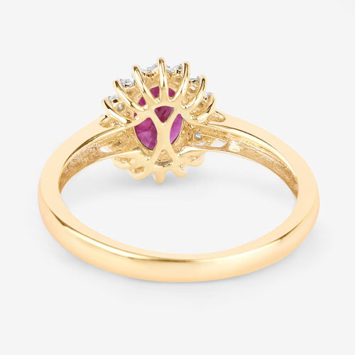 1.01 Carat Genuine Ruby and White Diamond 10K Yellow Gold Ring Bids.com