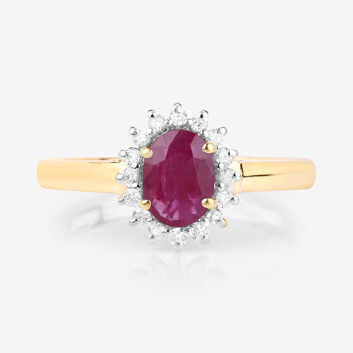 1.01 Carat Genuine Ruby and White Diamond 10K Yellow Gold Ring Bids.com