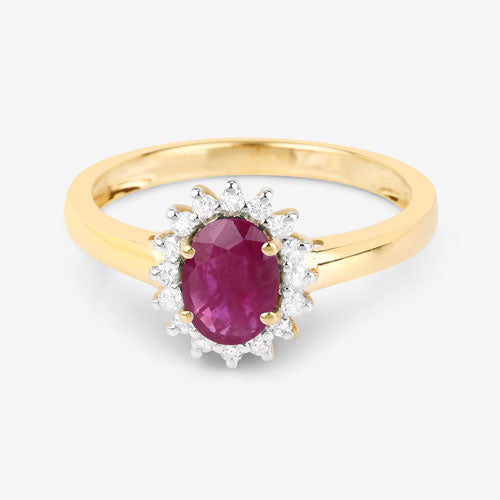 1.01 Carat Genuine Ruby and White Diamond 10K Yellow Gold Ring Bids.com