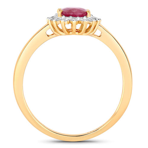 1.01 Carat Genuine Ruby and White Diamond 10K Yellow Gold Ring Bids.com