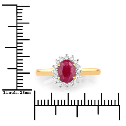 1.01 Carat Genuine Ruby and White Diamond 10K Yellow Gold Ring Bids.com