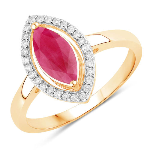 1.52 Carat Genuine Ruby and White Diamond 10K Yellow Gold Ring Bids.com