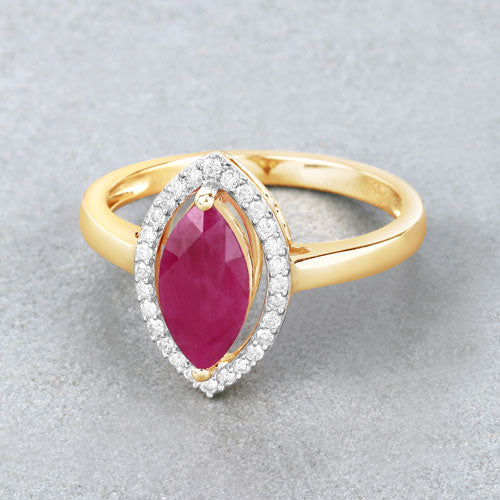 1.52 Carat Genuine Ruby and White Diamond 10K Yellow Gold Ring Bids.com