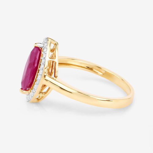 1.52 Carat Genuine Ruby and White Diamond 10K Yellow Gold Ring Bids.com