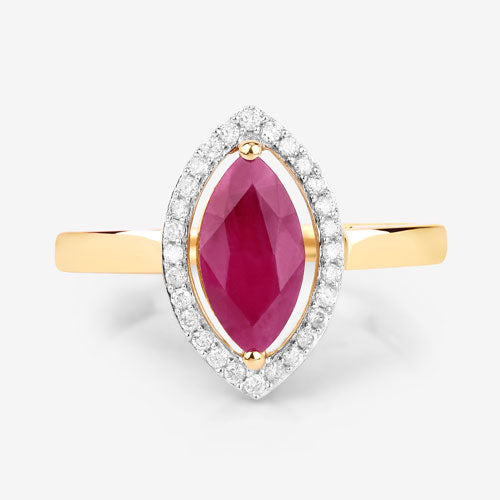 1.52 Carat Genuine Ruby and White Diamond 10K Yellow Gold Ring Bids.com