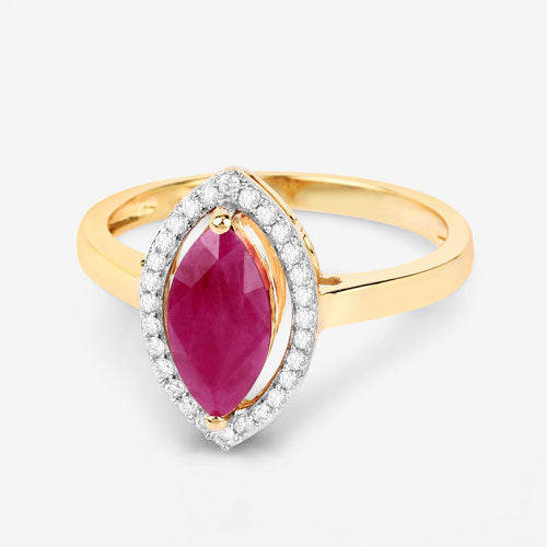 1.52 Carat Genuine Ruby and White Diamond 10K Yellow Gold Ring Bids.com