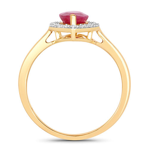 1.52 Carat Genuine Ruby and White Diamond 10K Yellow Gold Ring Bids.com