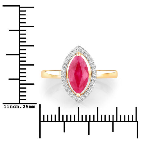 1.52 Carat Genuine Ruby and White Diamond 10K Yellow Gold Ring Bids.com