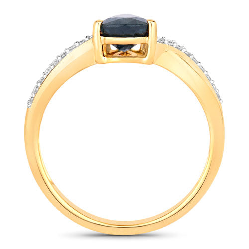 1.17 Carat Genuine Blue Sapphire and White Diamond 14K Yellow Gold Ring Bids.com