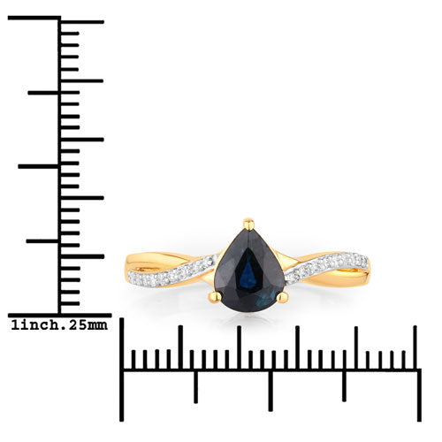 1.17 Carat Genuine Blue Sapphire and White Diamond 14K Yellow Gold Ring Bids.com