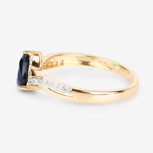 1.17 Carat Genuine Blue Sapphire and White Diamond 14K Yellow Gold Ring Bids.com
