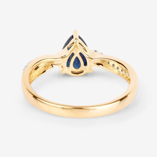 1.17 Carat Genuine Blue Sapphire and White Diamond 14K Yellow Gold Ring Bids.com