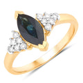 1.47 Carat Genuine Blue Sapphire and White Diamond 14K Yellow Gold Ring Bids.com