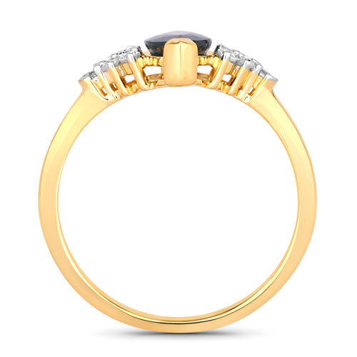 1.47 Carat Genuine Blue Sapphire and White Diamond 14K Yellow Gold Ring Bids.com