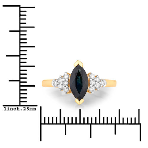 1.47 Carat Genuine Blue Sapphire and White Diamond 14K Yellow Gold Ring Bids.com