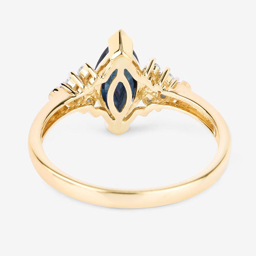1.47 Carat Genuine Blue Sapphire and White Diamond 14K Yellow Gold Ring Bids.com