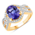 3.56 Carat Genuine Tanzanite and White Diamond 14K Yellow Gold Ring Bids.com