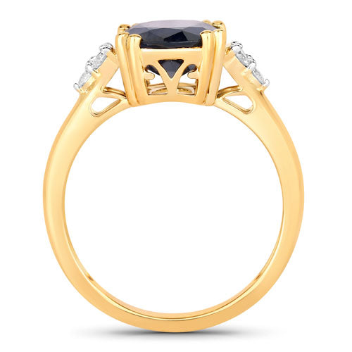 4.50 Carat Genuine Blue Sapphire and White Diamond 14K Yellow Gold Ring Bids.com