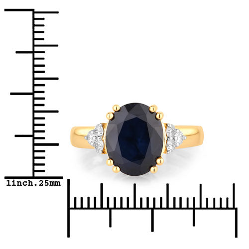 4.50 Carat Genuine Blue Sapphire and White Diamond 14K Yellow Gold Ring Bids.com