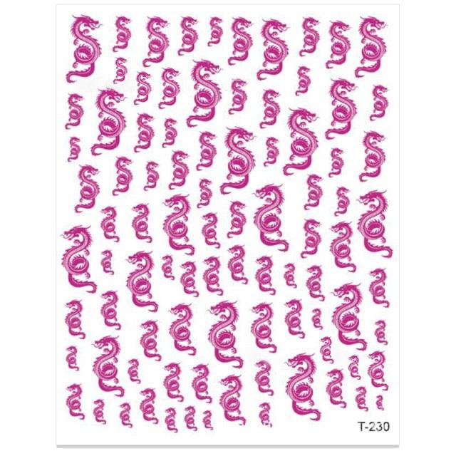 Red Black Colorful 3D Dragon Design Stickers Women Love Nail Art Slider Gel Polish Decal Temporary Decoration For Nail Manicures 3D Self-Adhesive Nail Art Tips Sliders for Women Girls DIY Nail Decorations Manicure Decor Accessories