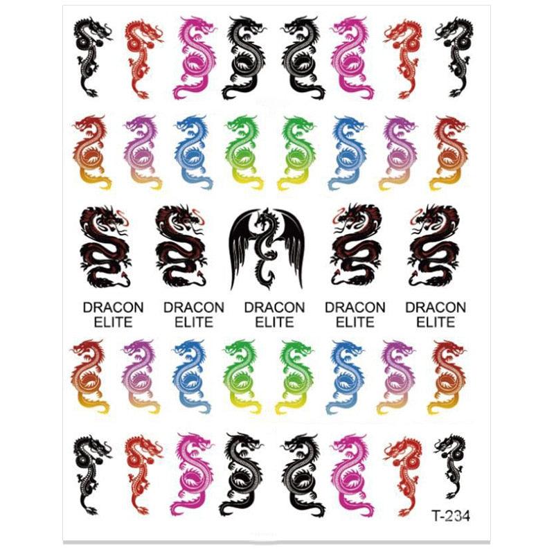 Red Black Colorful 3D Dragon Design Stickers Women Love Nail Art Slider Gel Polish Decal Temporary Decoration For Nail Manicures 3D Self-Adhesive Nail Art Tips Sliders for Women Girls DIY Nail Decorations Manicure Decor Accessories