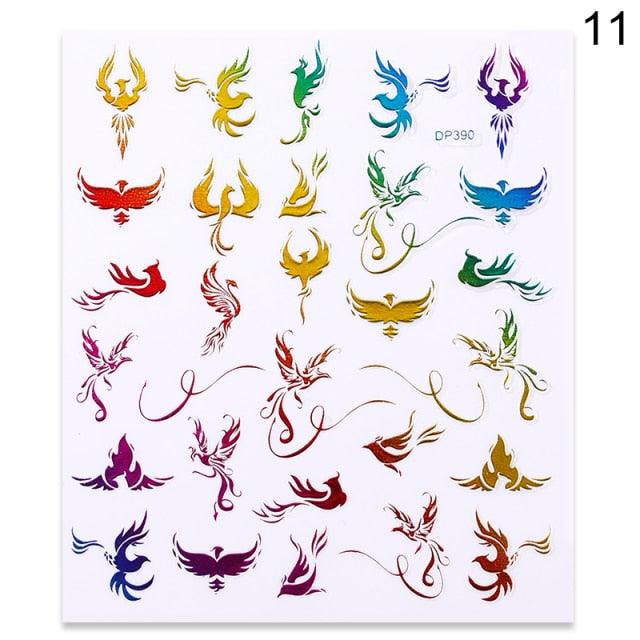 Red Black Colorful 3D Dragon Design Stickers Women Love Nail Art Slider Gel Polish Decal Temporary Decoration For Nail Manicures 3D Self-Adhesive Nail Art Tips Sliders for Women Girls DIY Nail Decorations Manicure Decor Accessories