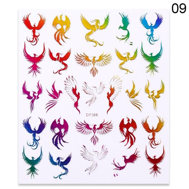 Red Black Colorful 3D Dragon Design Stickers Women Love Nail Art Slider Gel Polish Decal Temporary Decoration For Nail Manicures 3D Self-Adhesive Nail Art Tips Sliders for Women Girls DIY Nail Decorations Manicure Decor Accessories