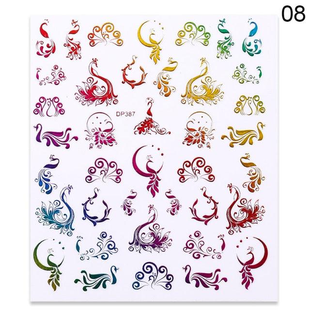 Red Black Colorful 3D Dragon Design Stickers Women Love Nail Art Slider Gel Polish Decal Temporary Decoration For Nail Manicures 3D Self-Adhesive Nail Art Tips Sliders for Women Girls DIY Nail Decorations Manicure Decor Accessories