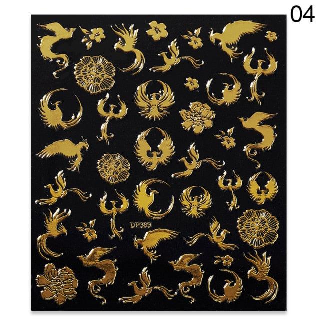 Red Black Colorful 3D Dragon Design Stickers Women Love Nail Art Slider Gel Polish Decal Temporary Decoration For Nail Manicures 3D Self-Adhesive Nail Art Tips Sliders for Women Girls DIY Nail Decorations Manicure Decor Accessories