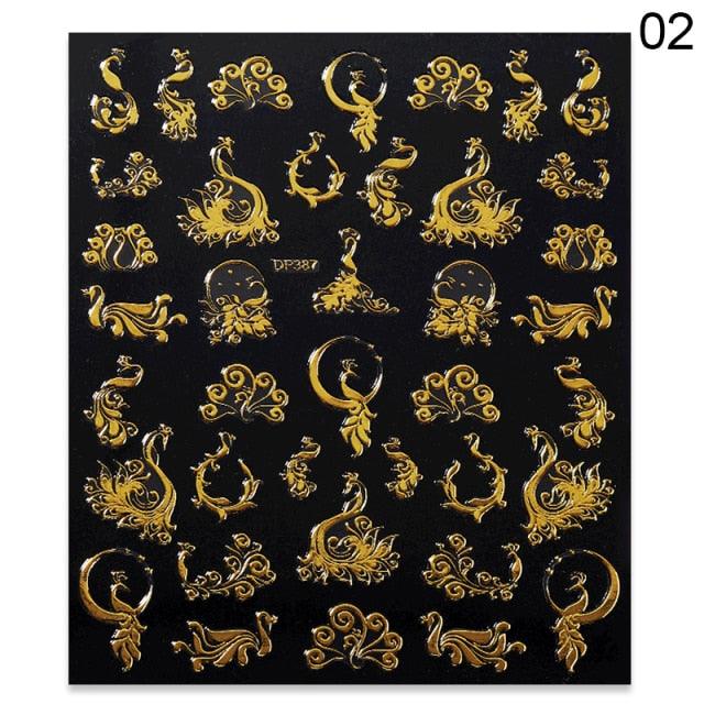 Red Black Colorful 3D Dragon Design Stickers Women Love Nail Art Slider Gel Polish Decal Temporary Decoration For Nail Manicures 3D Self-Adhesive Nail Art Tips Sliders for Women Girls DIY Nail Decorations Manicure Decor Accessories
