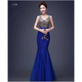 Red Gold Beaded Fish Tail Banquet Evening Dress