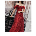 Red Lace Slim Slimming Bridal Evening Dress