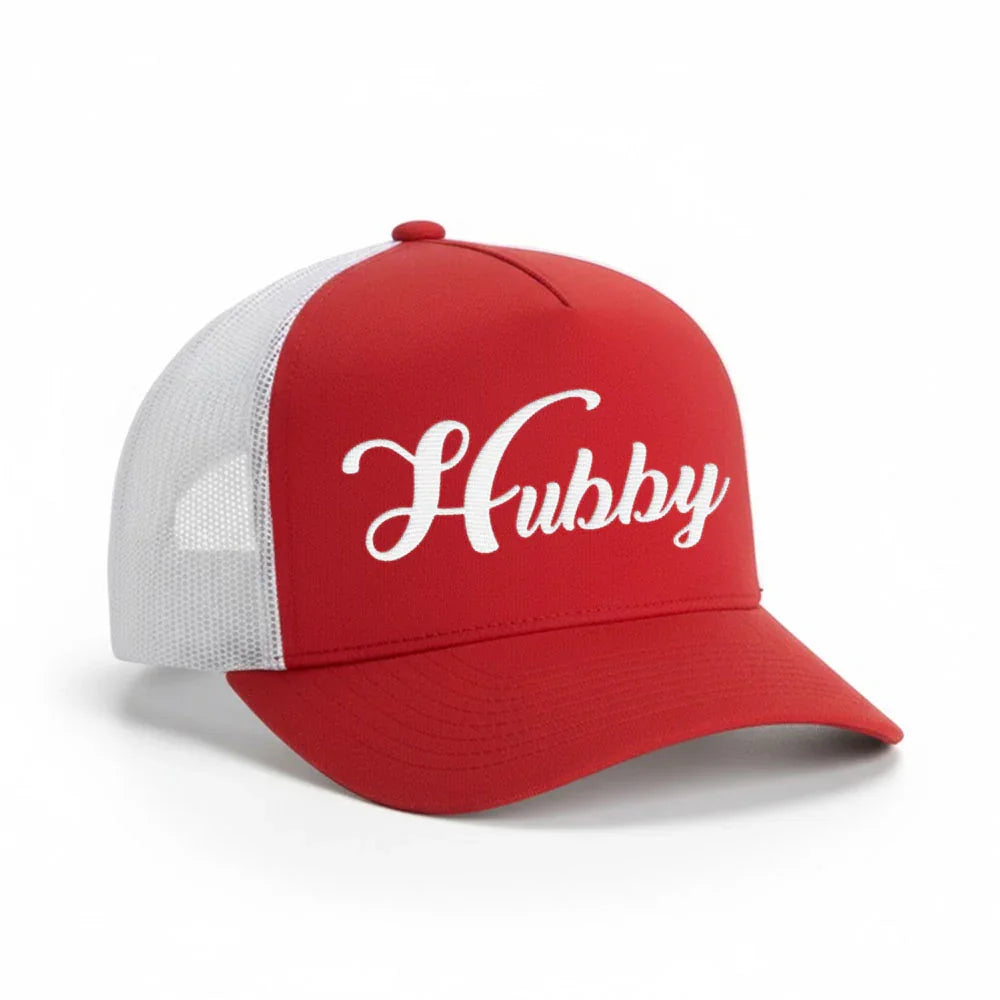 Embroidered Hubby Trucker Hat – Classic Mesh Cap for Wedding or Anniversary Adorb Custom Tees