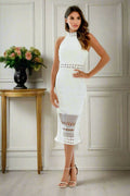 RIVERS MIDI DRESS - WHITE LACE Lady Black Tie