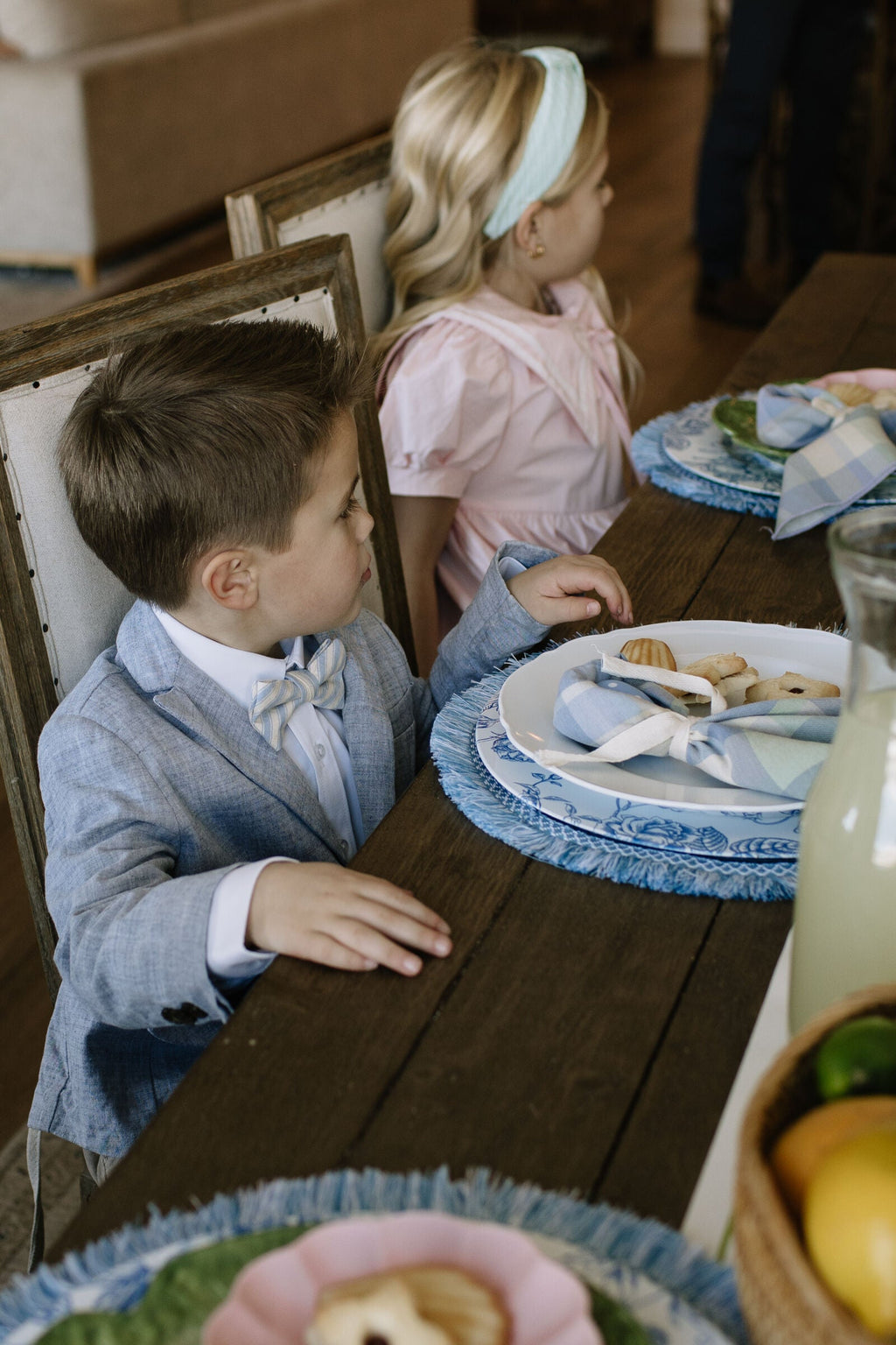 Robin Egg Stripe - Boys Bow Tie